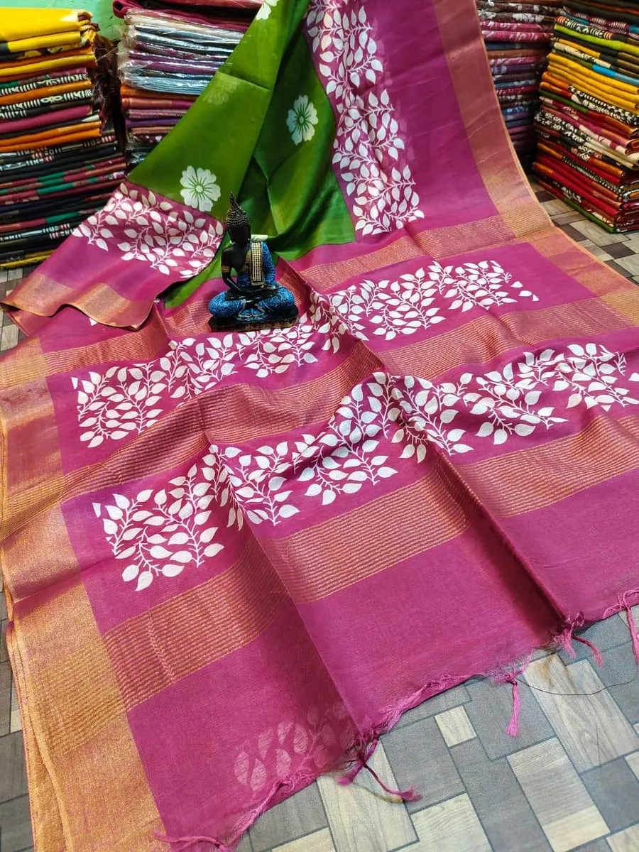 Lightweight Jaisree Silk With Bhagalpuri Screen Print.